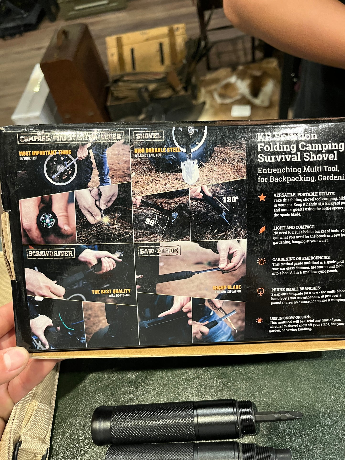 KP Solution Folding Camping Survival Shovel – 10-in-1 Multi-Tool Kit