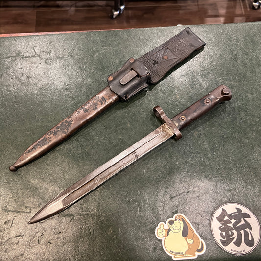 WWI Austro-Hungarian Mannlicher M1895 (M95) Bayonet with Scabbard and Leather Frog