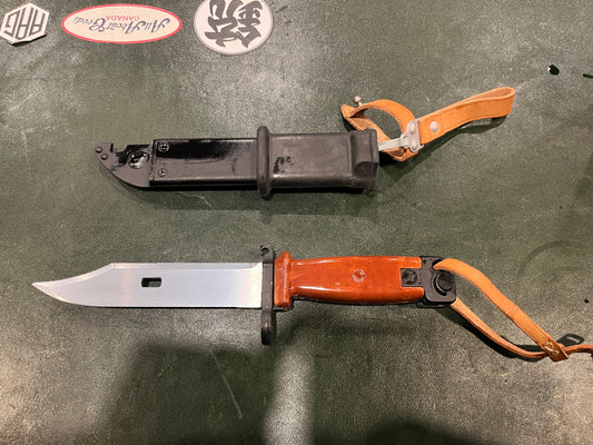 Cold War Era AK-47/AKM Bayonet with Scabbard and Leather Frog