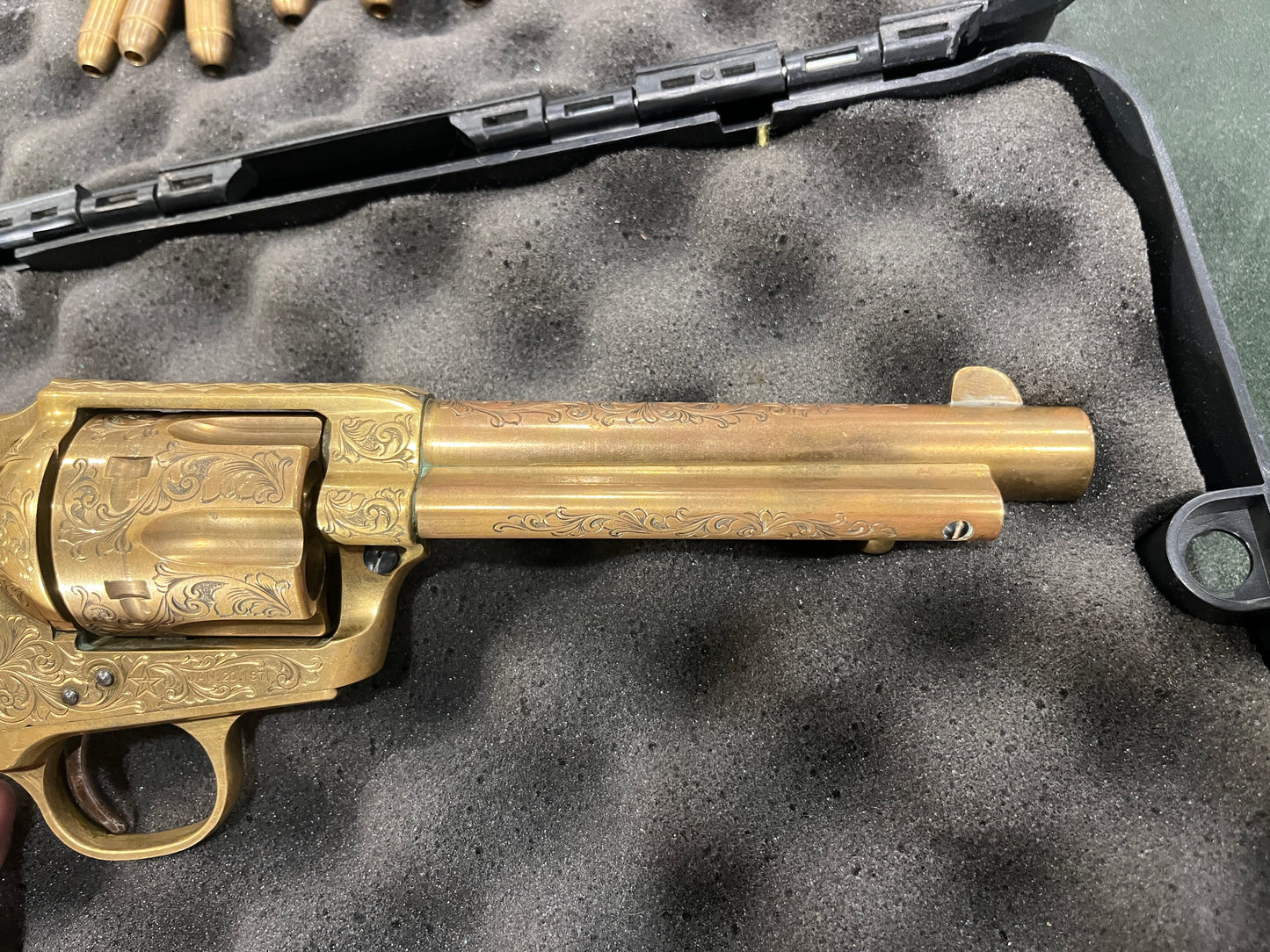 罕见的 Nakata 展示 Colt SAA .45 空包弹模型左轮手枪 – 镀金,日本 1970 年代