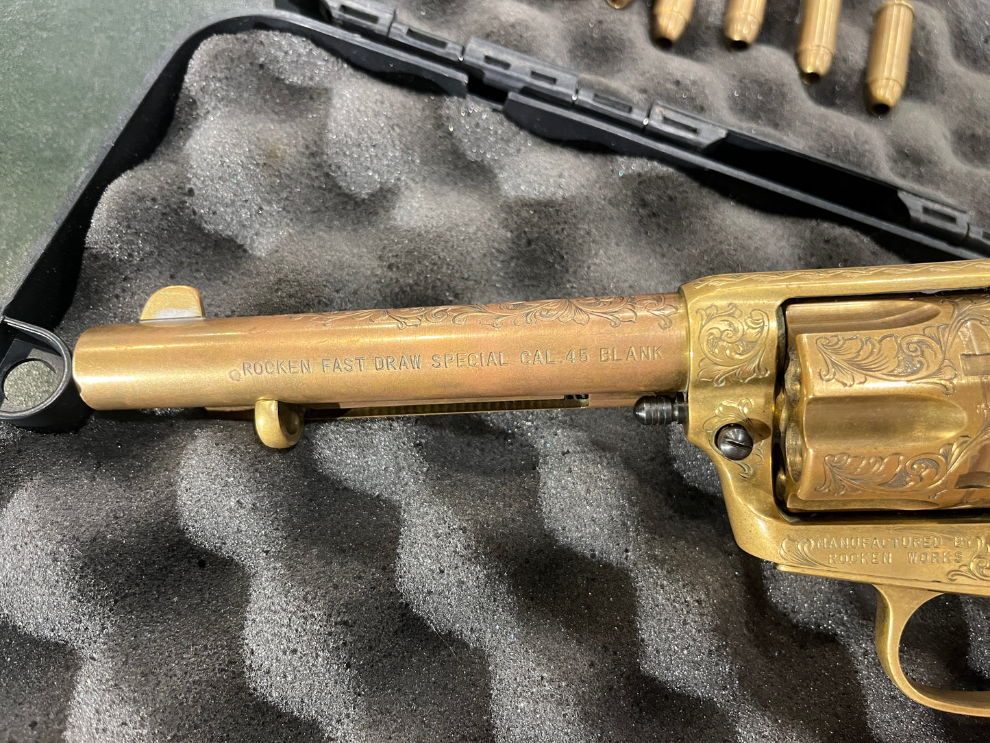 罕见的 Nakata 展示 Colt SAA .45 空包弹模型左轮手枪 – 镀金,日本 1970 年代