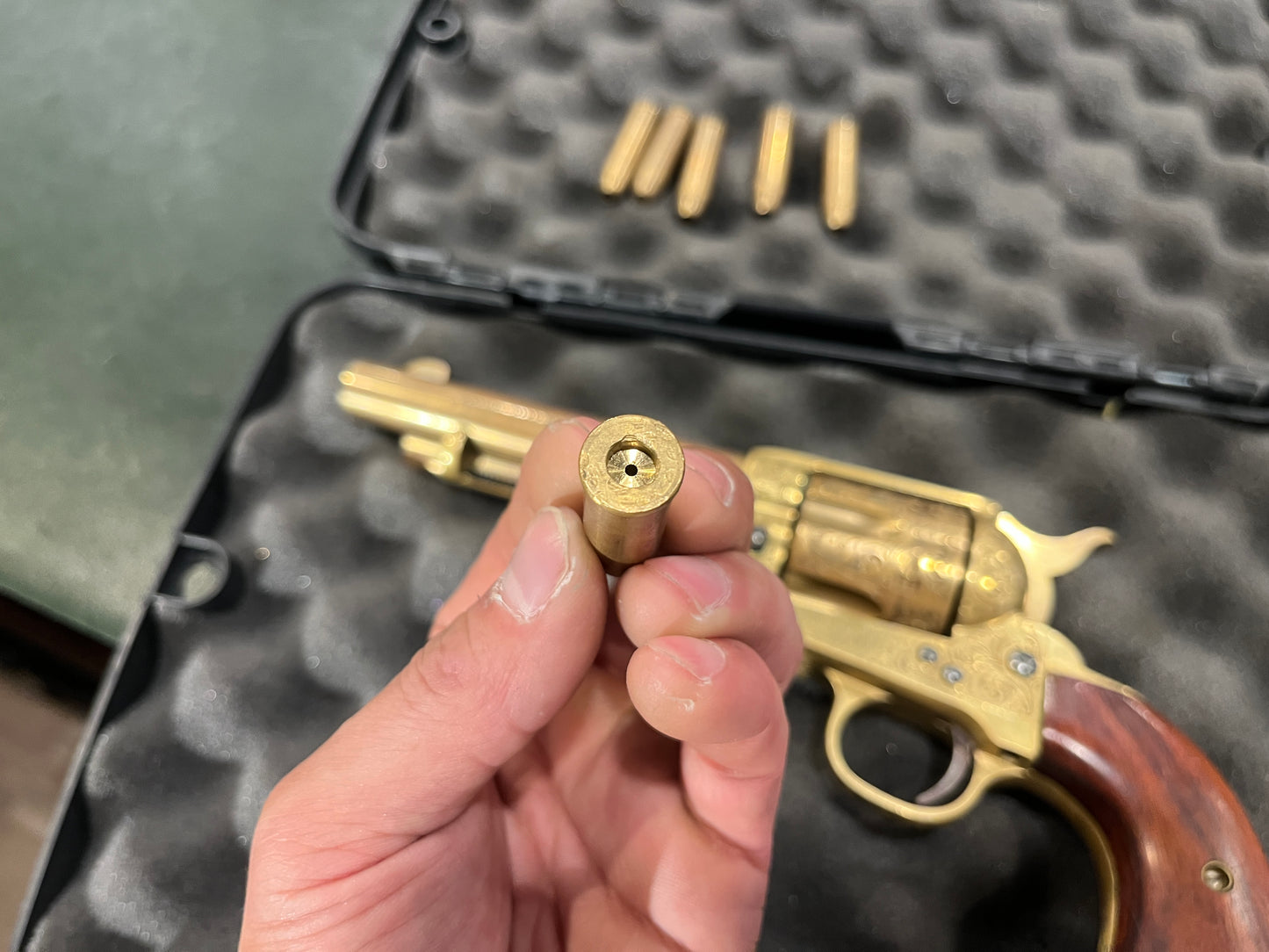 罕见的 Nakata 展示 Colt SAA .45 空包弹模型左轮手枪 – 镀金,日本 1970 年代