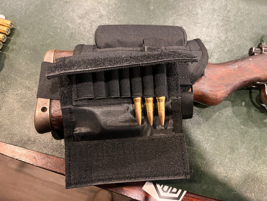 战术步枪枪托包 – 可调节颊托,带弹药袋(黑色和棕褐色可选)