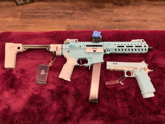 G&G Armament ARP9-Style 6mm Airsoft Carbine with G&G STP45 Pro Gas Blowback Pistol – Matching Color Kit