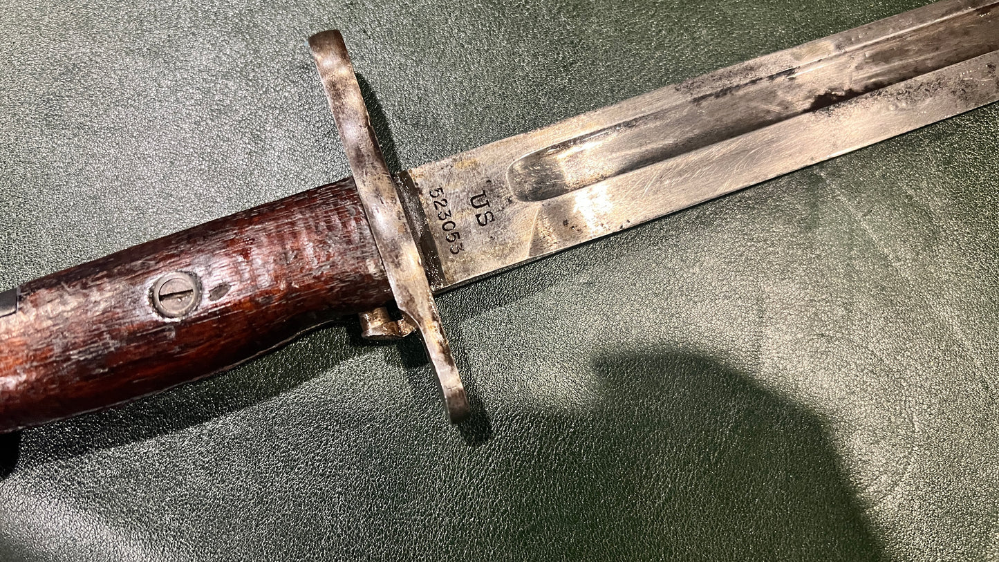 美国 M1905 刺刀 - 斯普林菲尔德兵工厂 SA 1912,带刀鞘 - 适用于 M1 加兰德 / M1903 / M1903A3 步枪