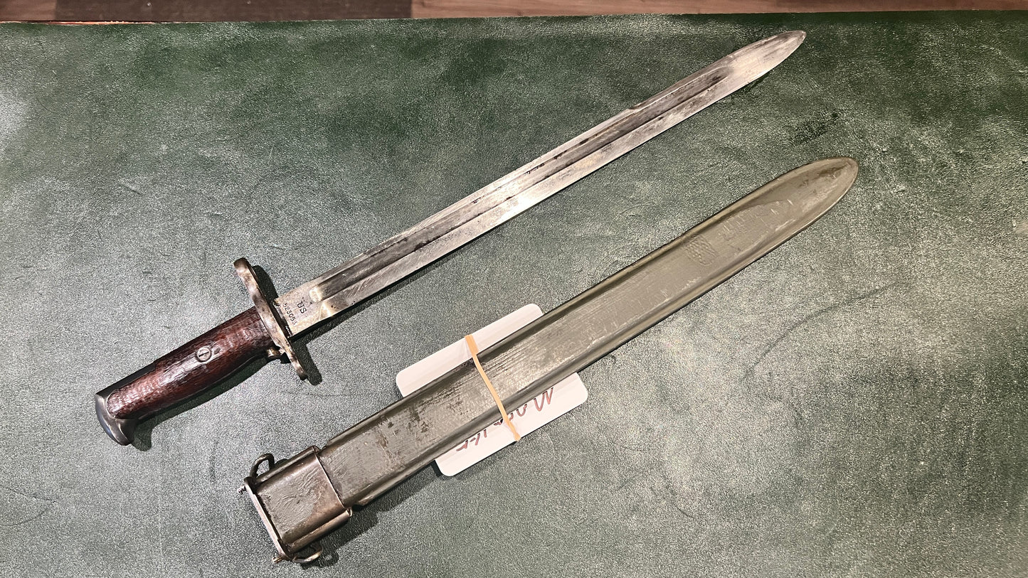 美国 M1905 刺刀 - 斯普林菲尔德兵工厂 SA 1912,带刀鞘 - 适用于 M1 加兰德 / M1903 / M1903A3 步枪