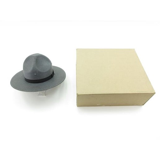 U.S. Stratton Blue-Grey Straw Campaign Hat with Box – Size 7 3/8