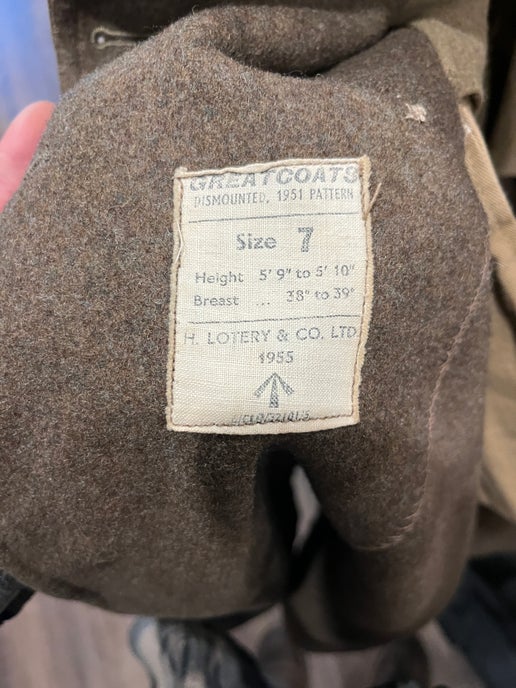 1955年英国陆军军官羊毛大衣 - 1951年版式
