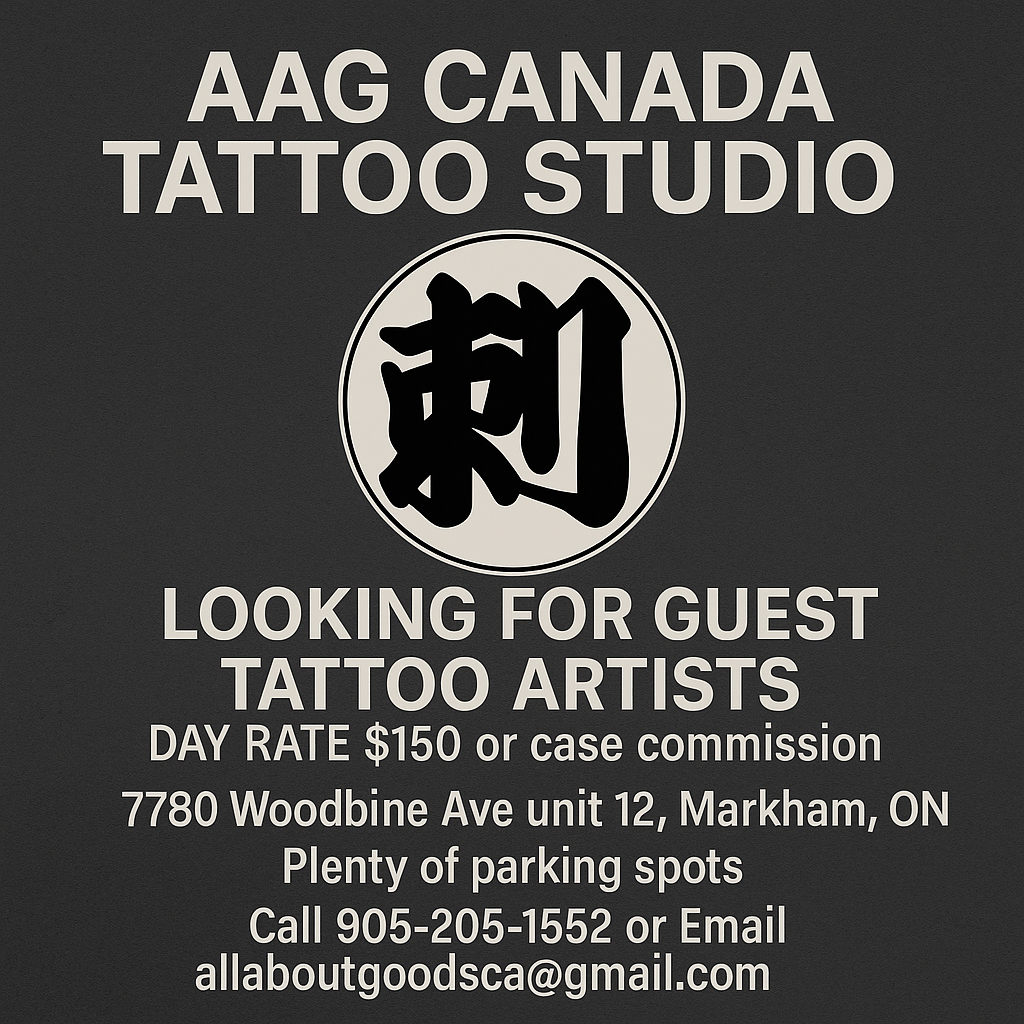 AAG CANADA TATTOO STUDIO RECHERCHE DES TATOUEURS INVITÉS