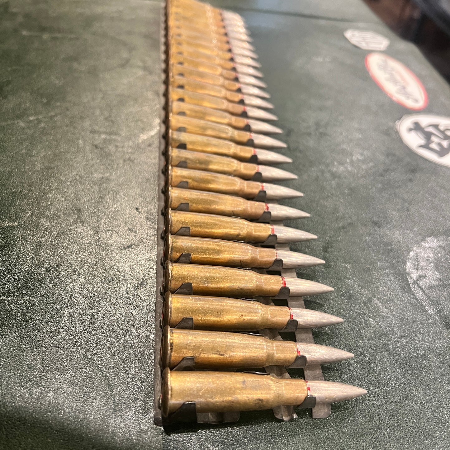 French 8×50R Lebel linked belt — Cartoucherie de Paris “C P 39 / C P 40” — 24 rounds(Price per Strip)