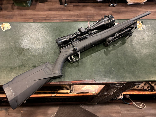 Savage B17 .17 HMR Bolt-Action Rifle Package w/ Tasco 6-18x50 Scope & Bipod