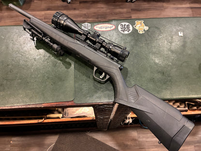 Savage B17 .17 HMR Bolt-Action Rifle Package w/ Tasco 6-18x50 Scope & Bipod