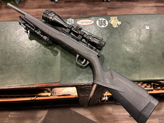 Savage B17 .17 HMR Bolt-Action Rifle Package w/ Tasco 6-18x50 Scope & Bipod