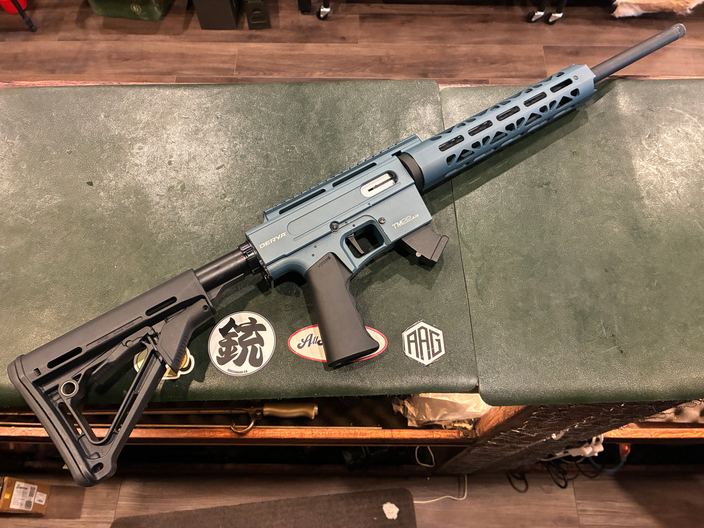 Derya TM22 A-18 Semi-Automatic Rifle – .22 LR – Blue Aluminum Receiver – Magpul Stock – Includes Two Magazines