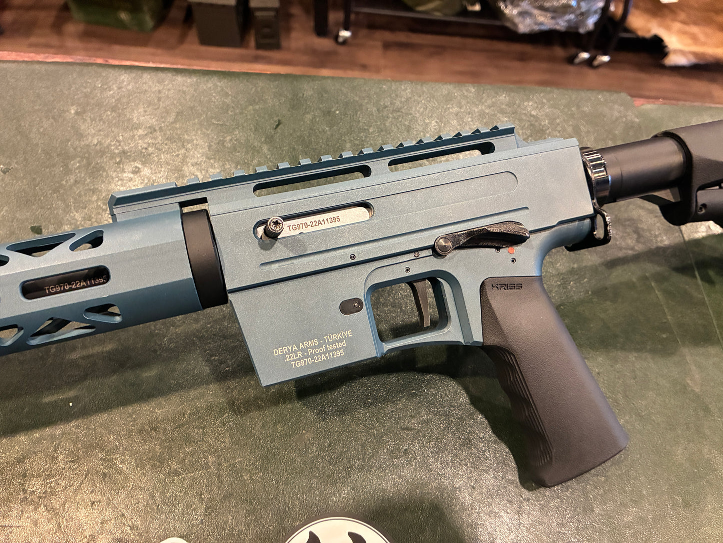 Derya TM22 A-18 Semi-Automatic Rifle – .22 LR – Blue Aluminum Receiver – Magpul Stock – Includes Two Magazines