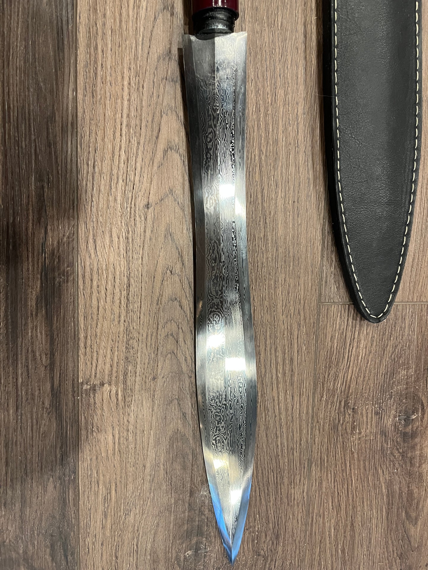Damascus Steel Chinese-Style Spearhead with Detachable Shaft – Long Pole Weapon