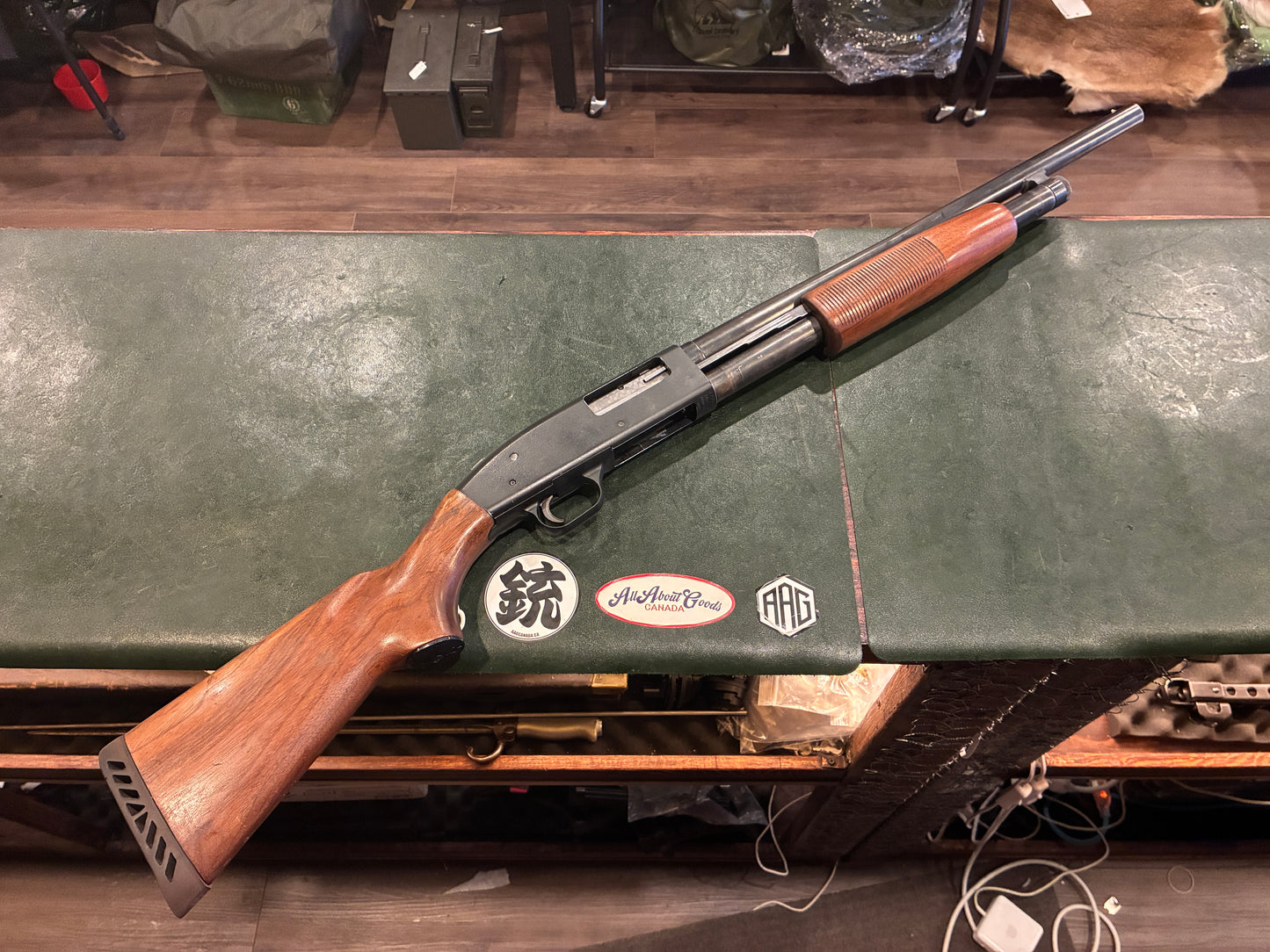 Lakefield Mossberg 500AB Pump Shotgun – Made in Canada – 12 Gauge – Walnut Stock – Short 13" Length of Pull