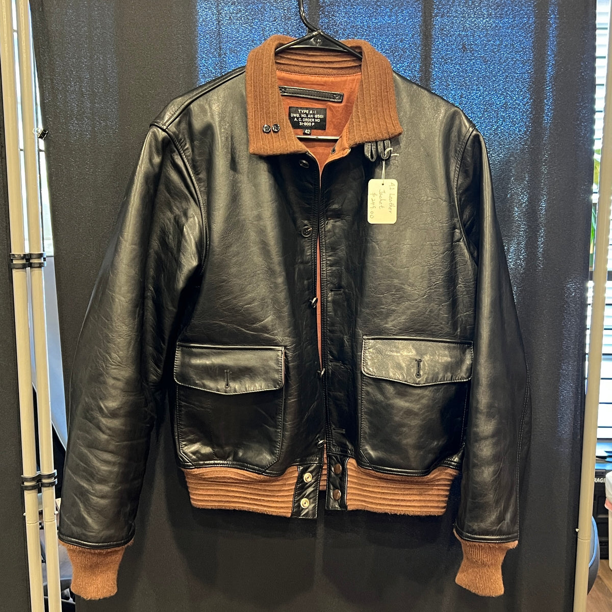 Veste de vol vintage en cuir type A-1, fabriquée aux États-Unis – Taille 42 – Probablement en cuir de cheval