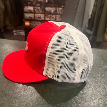 Red & White Mesh Trucker Hat – Adjustable Snapback