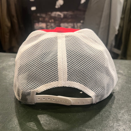 Red & White Mesh Trucker Hat – Adjustable Snapback