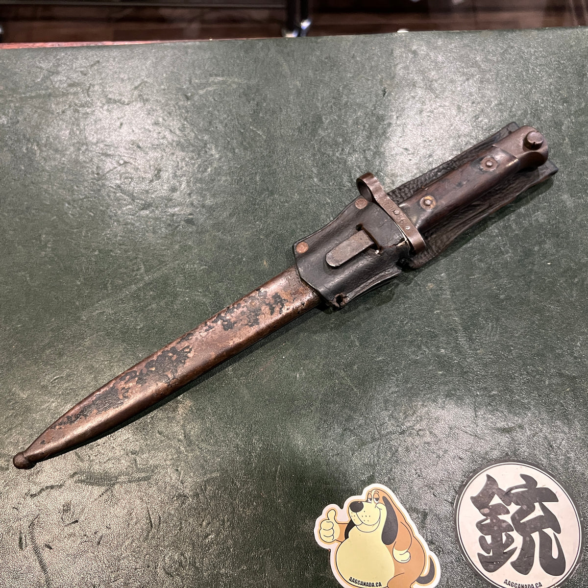 WWI Austro-Hungarian Mannlicher M1895 (M95) Bayonet with Scabbard and Leather Frog