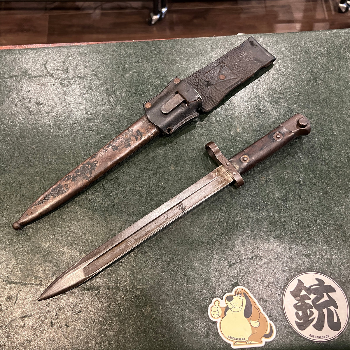 WWI Austro-Hungarian Mannlicher M1895 (M95) Bayonet with Scabbard and Leather Frog