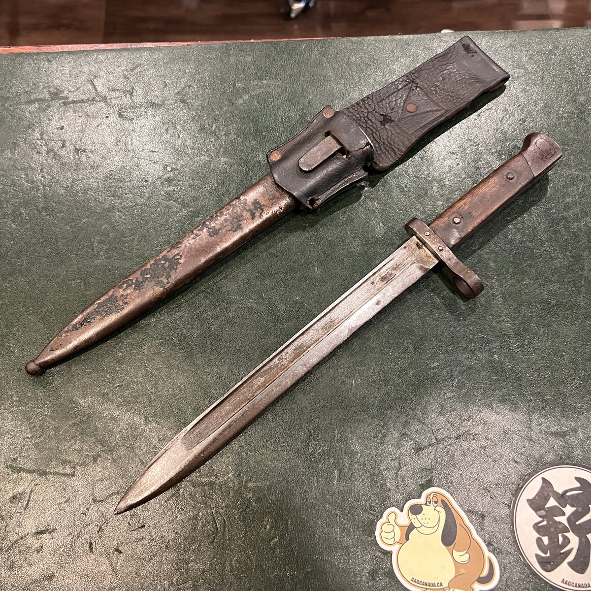 WWI Austro-Hungarian Mannlicher M1895 (M95) Bayonet with Scabbard and Leather Frog
