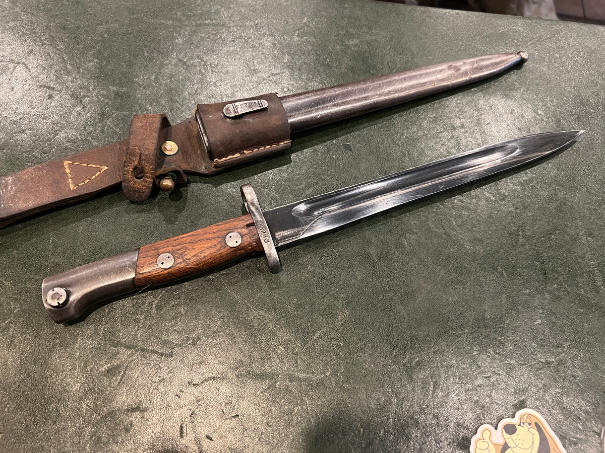 Yugoslavian M48 Mauser Bayonet – Matching Numbers – With Scabbard & Leather Frog