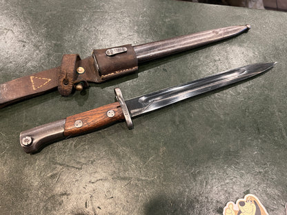Yugoslavian M48 Mauser Bayonet – Matching Numbers – With Scabbard & Leather Frog