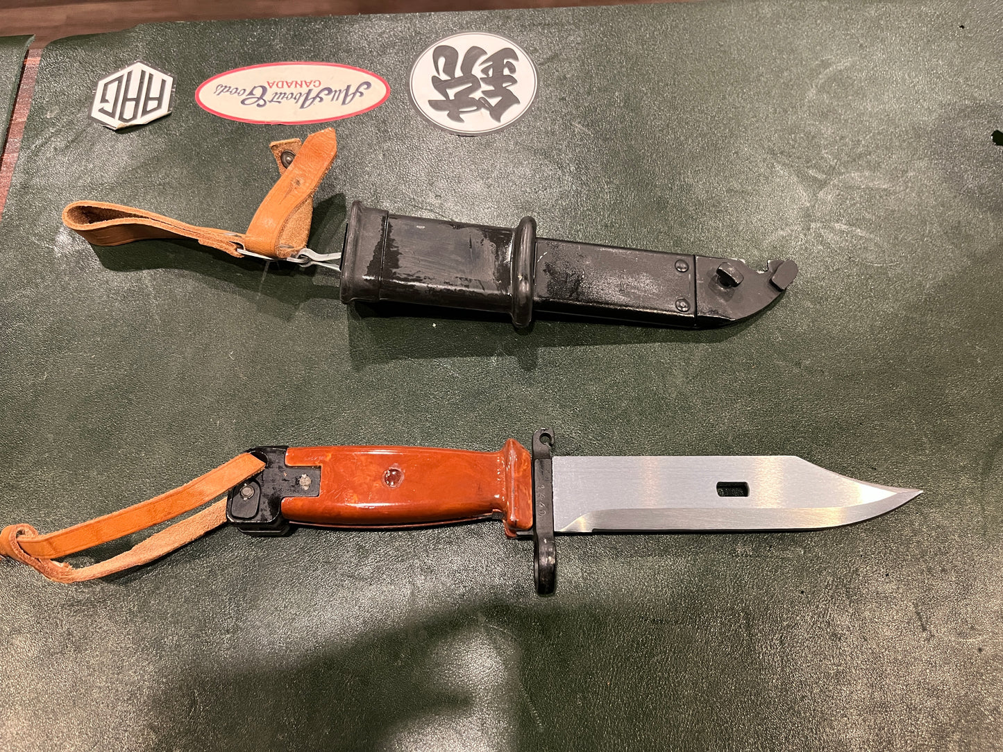 Cold War Era AK-47/AKM Bayonet with Scabbard and Leather Frog