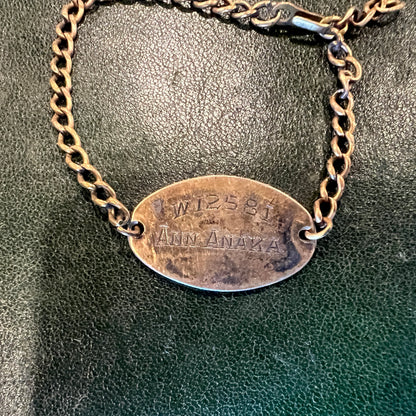 WWII Canadian Military Gold Filled Sterling Silver ID Bracelet