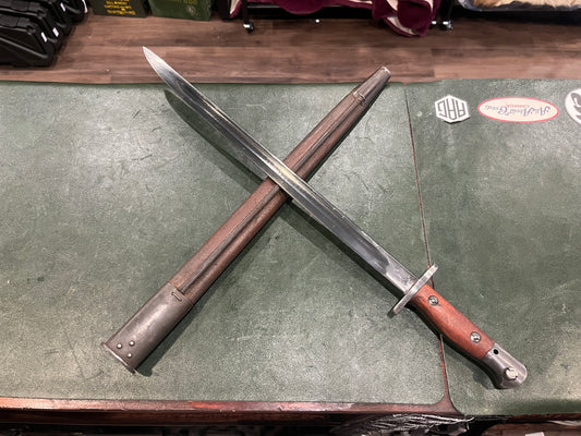 WWII Australian 1907 Pattern Bayonet | Fits .303 Caliber Lee-Enfield No.1 Mk III (SMLE) Rifles | 1943 Dated with Scabbard
