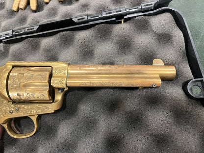 Rare revolver de présentation Nakata Colt SAA .45 à blanc – Plaqué or, Japon années 1970