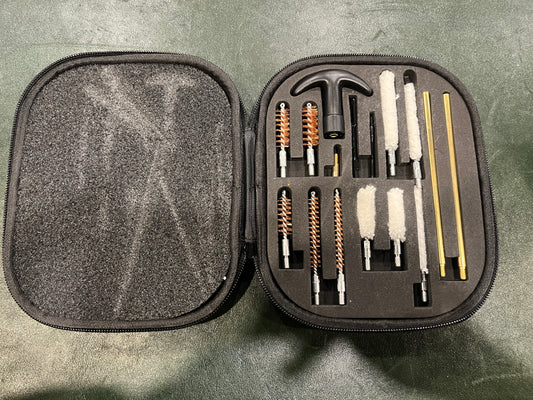 Kit de nettoyage universel pour pistolet avec étui – Brosses et tiges pour armes de poing multi-calibres