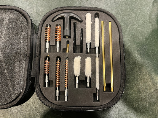 Kit de nettoyage universel pour pistolet avec étui – Brosses et tiges pour armes de poing multi-calibres