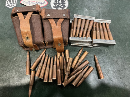 7.62×54R (8mm Mosin-Nagant) Ammo with Stripper Clips & 2 Ammo Pouches — Century Arms / “Made in URSS” --87rds