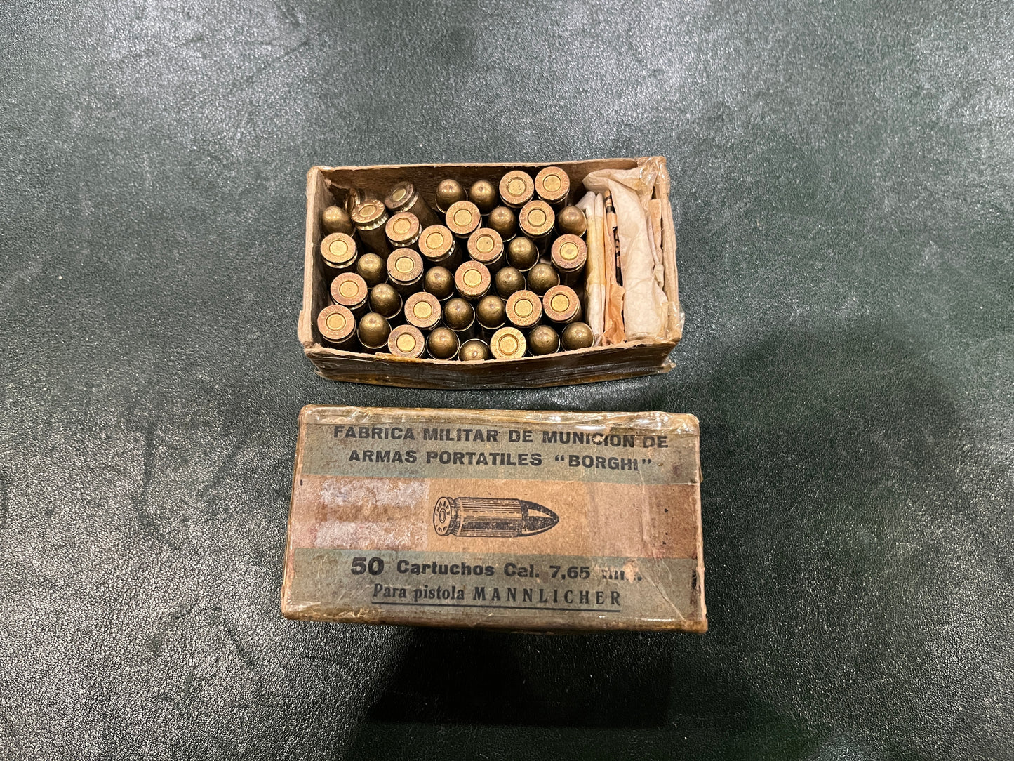 40 Cartridges Cal. 7.65 mm For Mannlicher Pistol Military Factory of Ammunition for Portable Arms "Borghi"