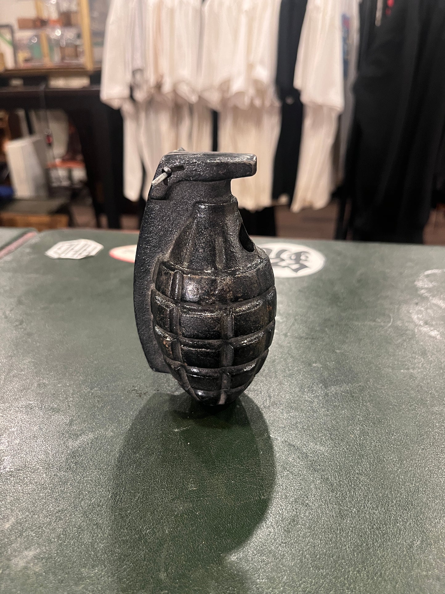 U.S. Military-Style Practice Grenade — Inert Cast Steel, Black Painted, Marked “KOREA”