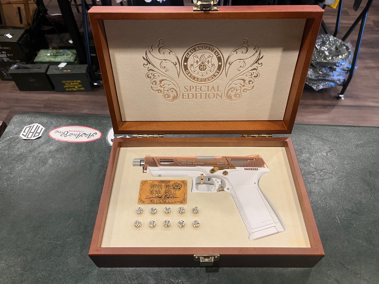 G&G GTP9 MS Rose Gold Limited Edition Airsoft Pistol (No.364/999) – Luxury Collector’s Display Set
