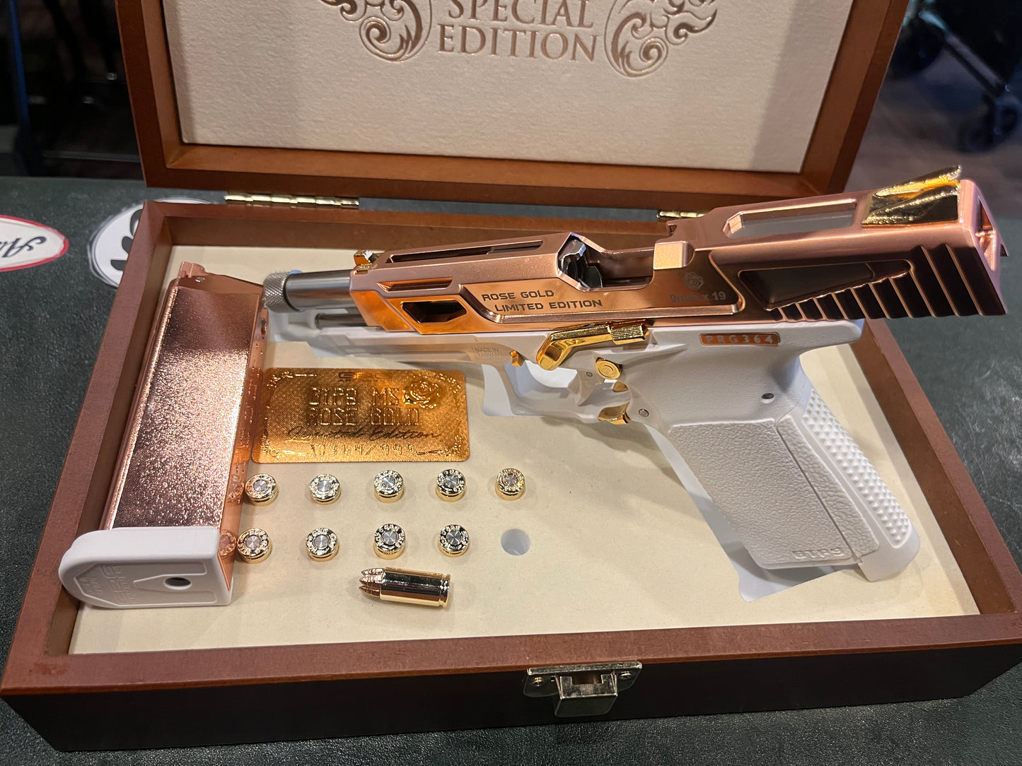 G&G GTP9 MS Rose Gold Limited Edition Airsoft Pistol (No.364/999) – Luxury Collector’s Display Set