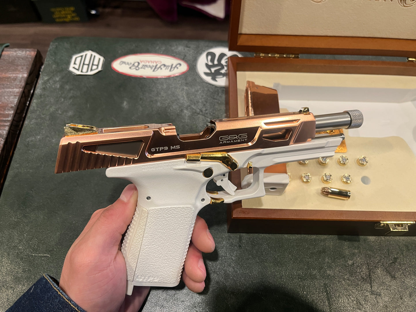 G&G GTP9 MS Rose Gold Limited Edition Airsoft Pistol (No.364/999) – Luxury Collector’s Display Set