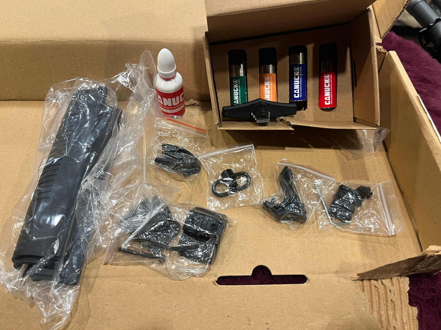 Canuck Elite Tac Operator — Never Been Fired — Original Box + Swivels, Extra Handguard Covers & Picatinny Rails