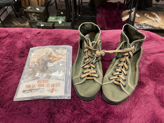 WWII-Era Military Canvas Running Shoes (Size 5) with U.S. Army M16A1 Rifle Maintenance Manual