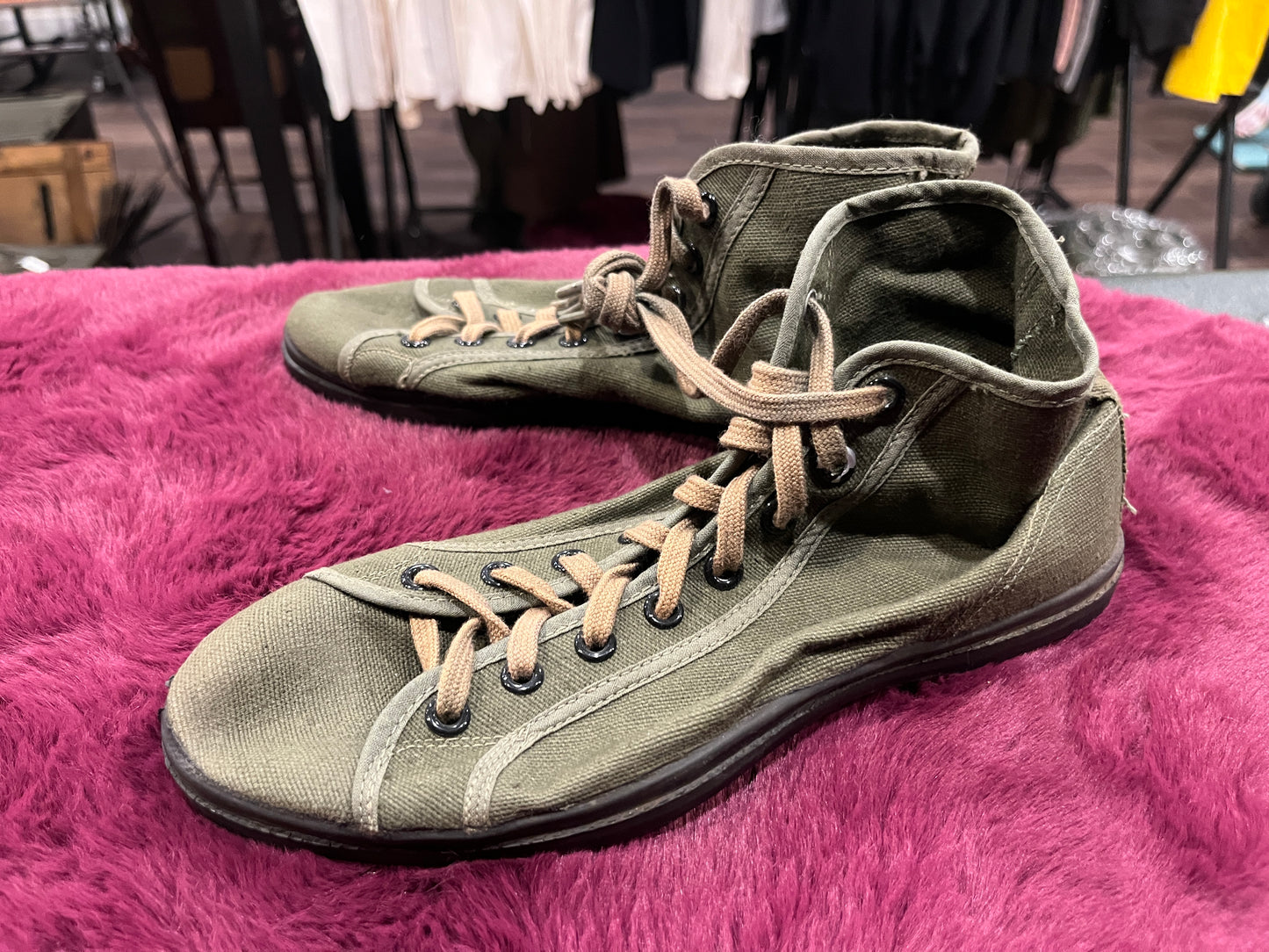 WWII-Era Military Canvas Running Shoes (Size 5) with U.S. Army M16A1 Rifle Maintenance Manual