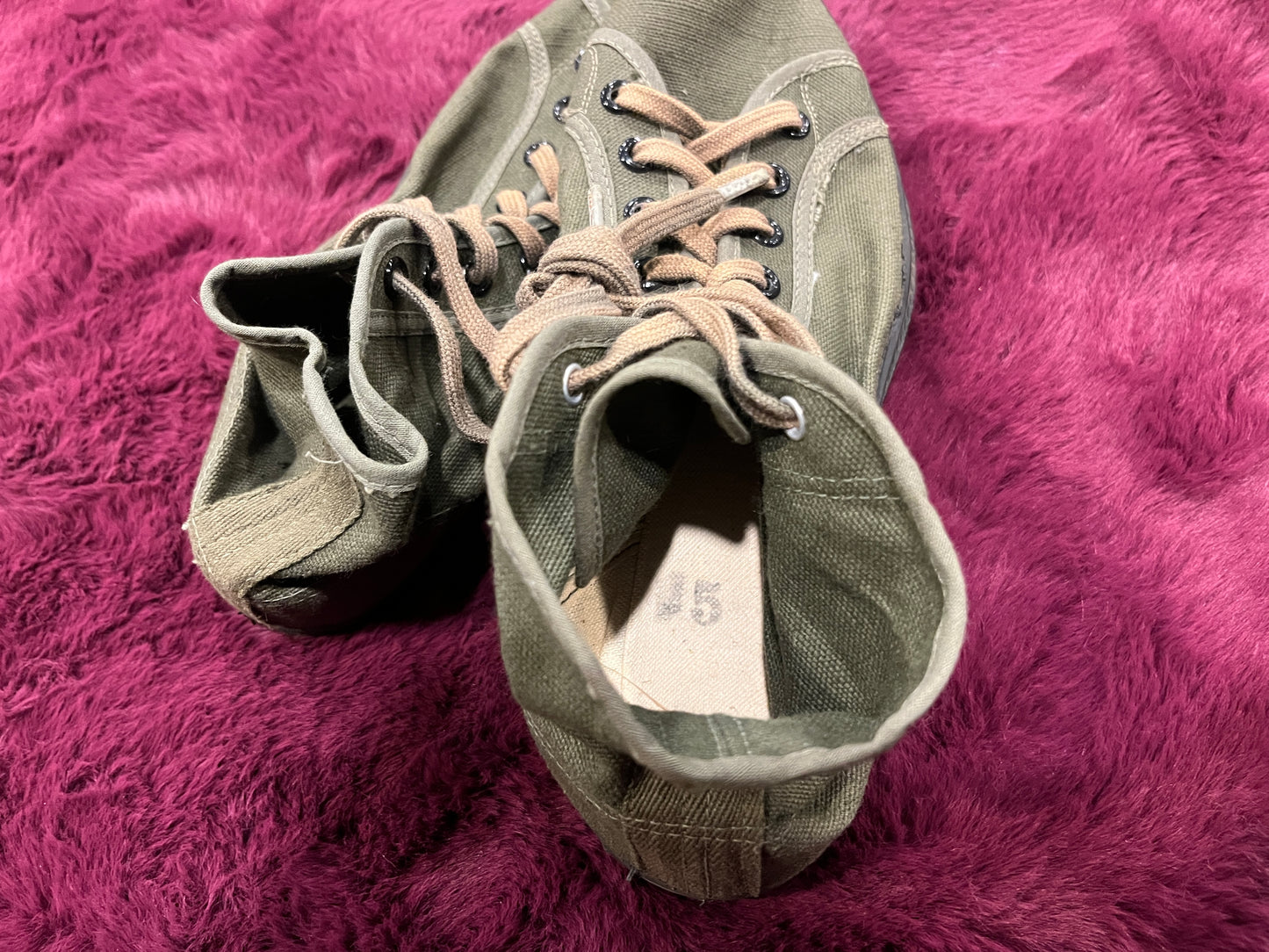 WWII-Era Military Canvas Running Shoes (Size 5) with U.S. Army M16A1 Rifle Maintenance Manual