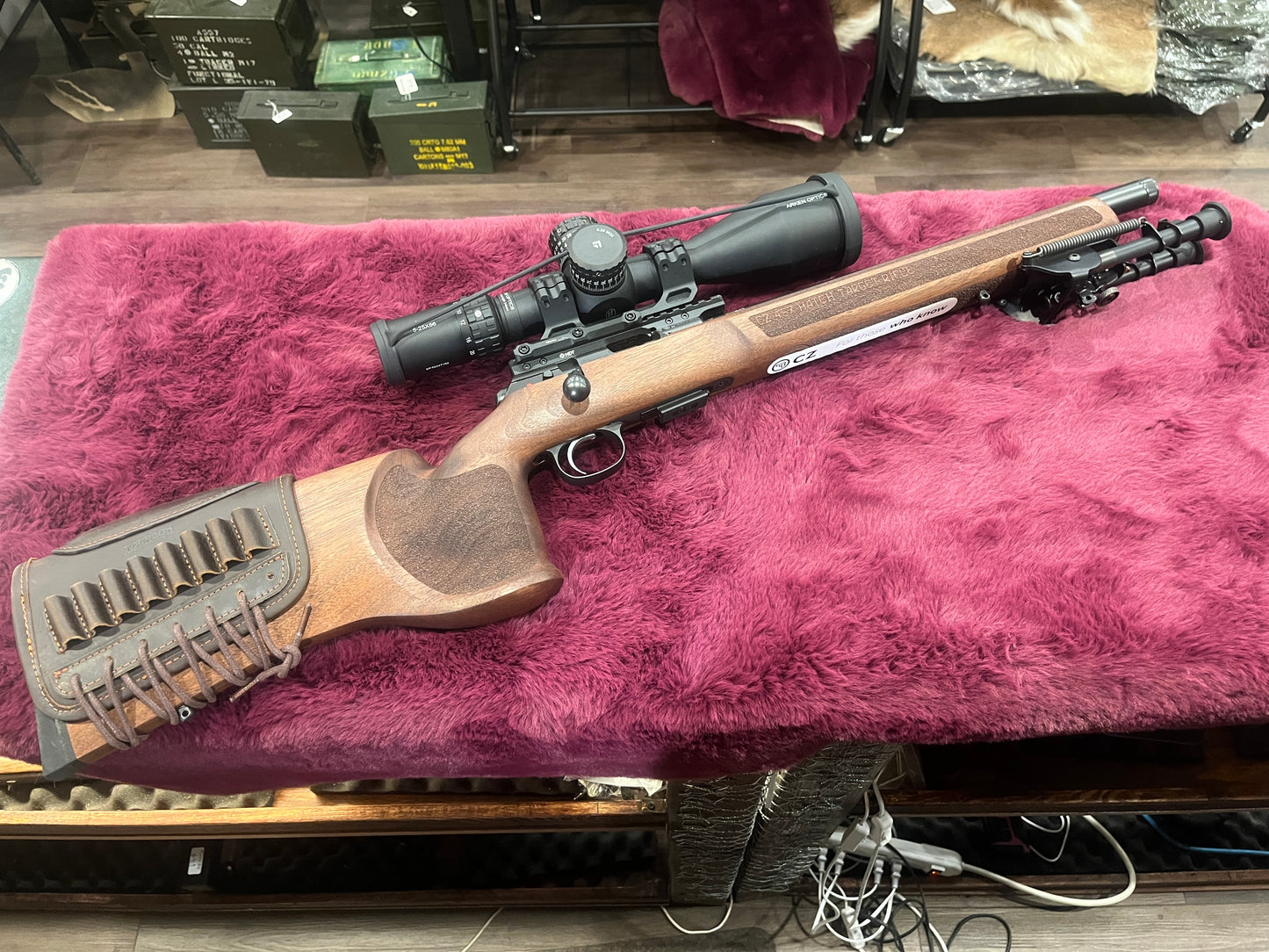 CZ 457 Varmint MTR .22LR 16" Wood — Arken EP-5 5–25x56 + Arken 34mm 20MOA Mounts + MDT 20MOA Rail + Harris Bipod