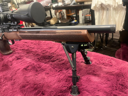 CZ 457 Varmint MTR .22LR 16" Wood — Arken EP-5 5–25x56 + Arken 34mm 20MOA Mounts + MDT 20MOA Rail + Harris Bipod