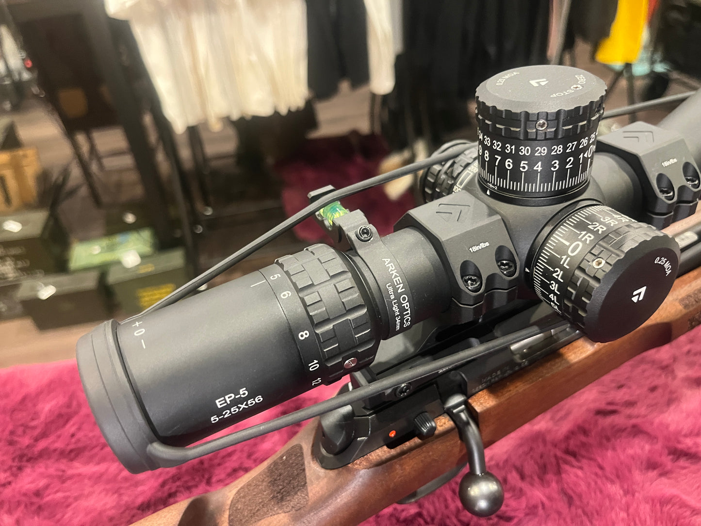 CZ 457 Varmint MTR .22LR 16" Wood — Arken EP-5 5–25x56 + Arken 34mm 20MOA Mounts + MDT 20MOA Rail + Harris Bipod