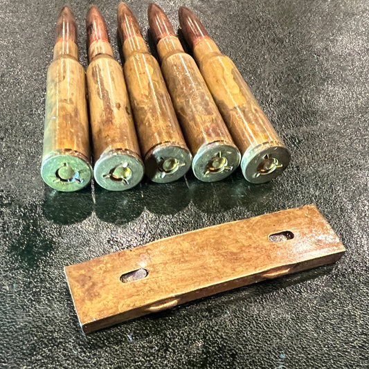 WWII Japanese 6.5mm Arisaka Cartridge & Stripper Clip Display Set for Type 38 Rifle – Sold Individually (7 Sets Available)