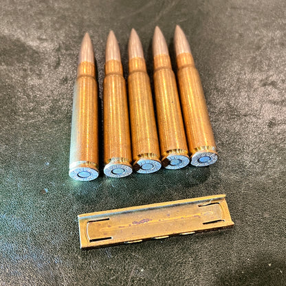 Original WWII Turkish 7.9mm Mauser Ammunition on Stripper Clip – Dated 1942 – Price is for One Clip